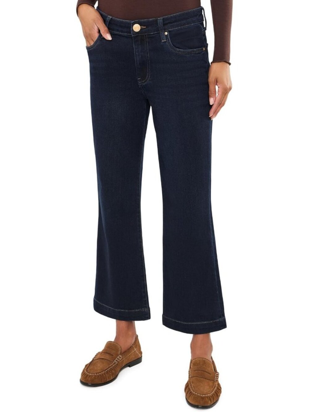 High-Rise Kick Flare Jeans with Wide Hem in Patience Wash - Trendy & Stylish